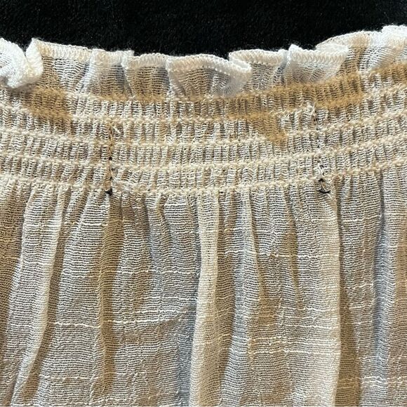 BCX Cream Smocked Tie Front Ruffled Blouse size M - Picture 9 of 12
